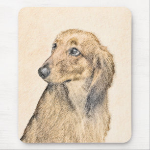 Tapis De Souris Dachshund (Longhaerien) Peinture - Art Chien origi