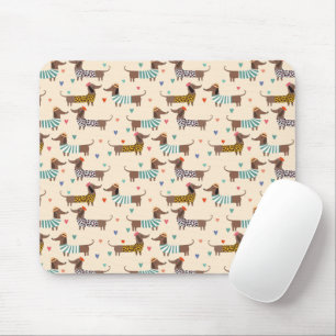 Tapis De Souris Dachshunds amusants en Casquette et pulls