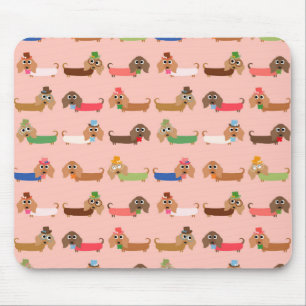 Tapis De Souris Dachshunds sur rose