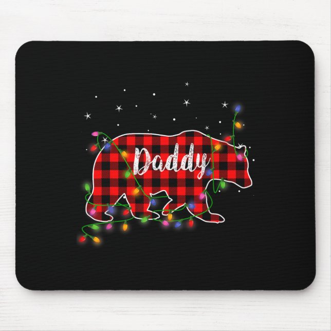 Tapis De Souris Daddy Bear Red Plaid Christmas Pajama Family Gift  (Devant)