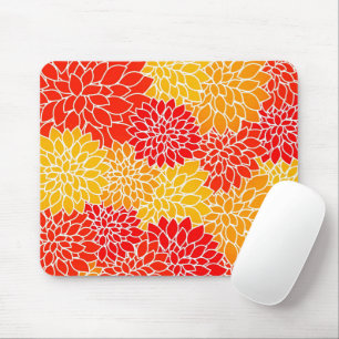 Tapis De Souris dahlias orange et rouge