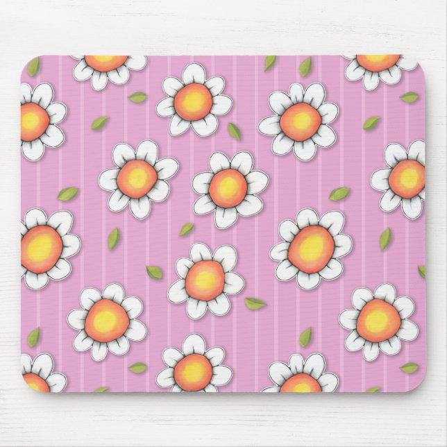 Tapis De Souris Daisy Joy Daisies roses Mousepad (Devant)