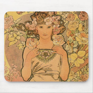 Tapis De Souris ~ d'Alfons Mucha le rose