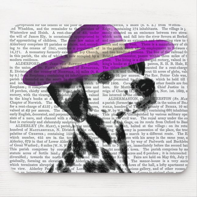 Tapis De Souris Dalmatien Avec Casquette Violet Large Brimé (Devant)