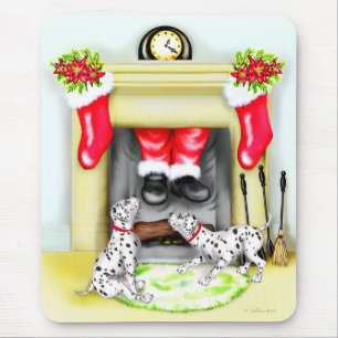Tapis De Souris Dalmation Christmas Père Noël débarque