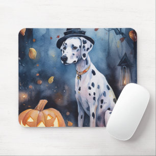 Tapis De Souris Dalmation d'Halloween avec effroi Citrouille