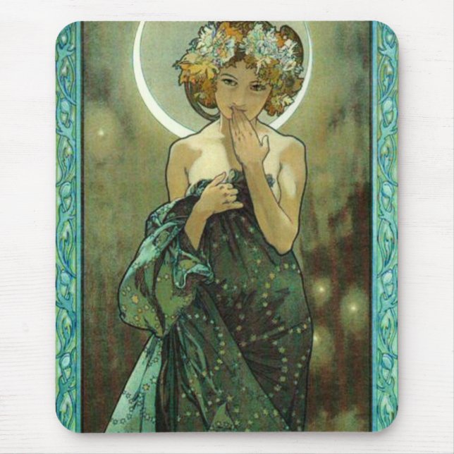 Tapis de souris d'Alphonse Mucha Clair De Lune (Devant)