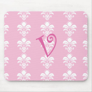 Tapis De Souris Damassé blanche rose-clair "v " de Mousepad