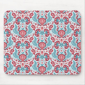 Tapis De Souris Damassé de rein en rouge/Teal