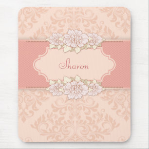 Tapis De Souris Damassé rose Mousepad floral