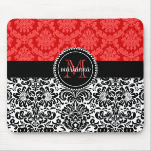 Tapis De Souris Damassé rouge noire élégante personnalisée