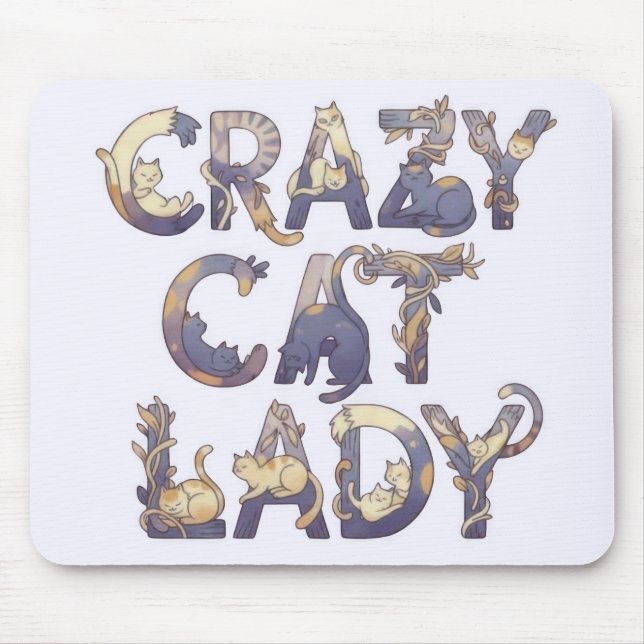 Tapis De Souris Dame aux chats folle (Devant)