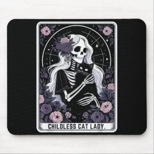 Tapis De Souris Dame de chat sans enfants Carte de tarot squelette