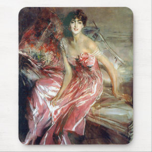 Tapis De Souris Dame en robe rose (par Giovanni Boldini)
