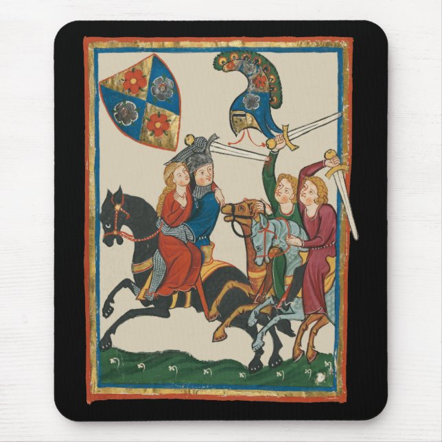 Tapis De Souris Damsel In Distress, Art Médiéval Du XIVe Siècle (Devant)
