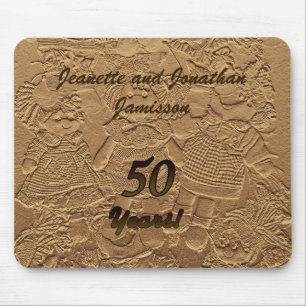 Tapis de souris d'anniversaire de mariage d'or
