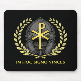 Tapis De Souris Dans ce Signe tu Vaincras Casque Romain Chi-Rho