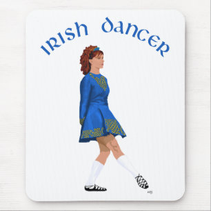 Tapis De Souris Danseuse Irlandaise en Chaussures Souples en Bleu