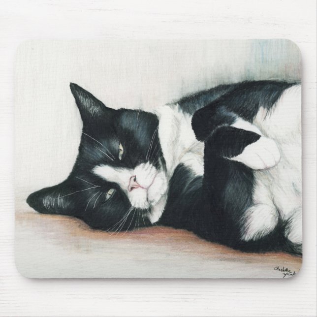 Tapis de souris d'art "de chat de smoking" (Devant)