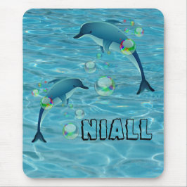 Tapis De Souris Dauphins et bulles amusants Personnalisé