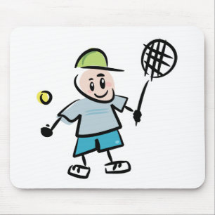Tapis de souris de bande dessinée de tennis