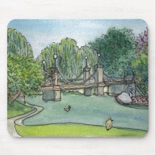Tapis de souris de bateaux de cygne de jardin
