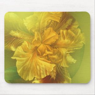 Tapis de souris de beauté intérieure d'iris (jaune