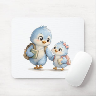 Tapis de souris de bureau Famille de jolis oiseaux
