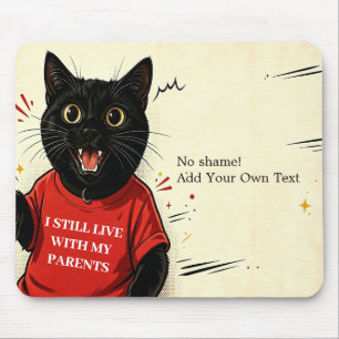 Tapis de souris de bureau humour chat noir Mème dr