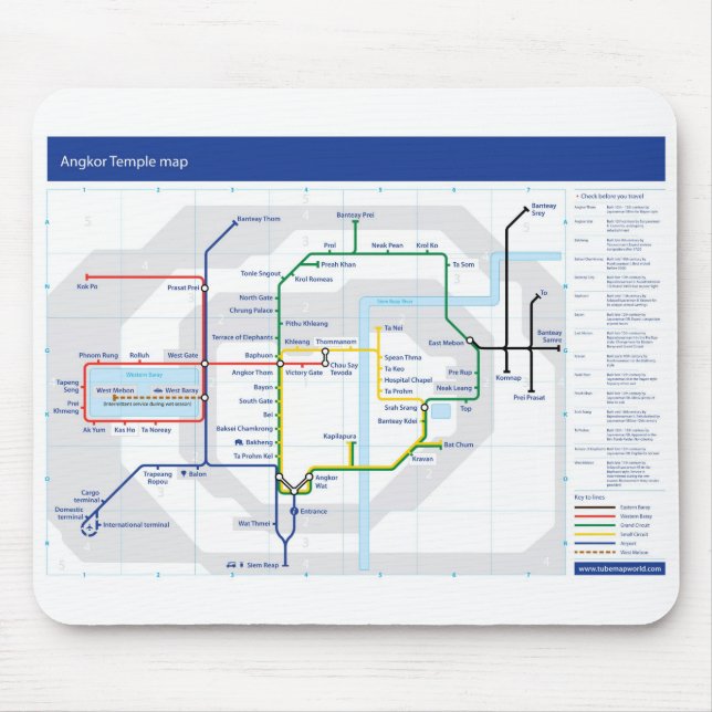 Tapis de souris de carte de temple d'Angkor (Devant)
