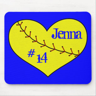 Tapis de souris de coeur du base-ball de Fastpitch