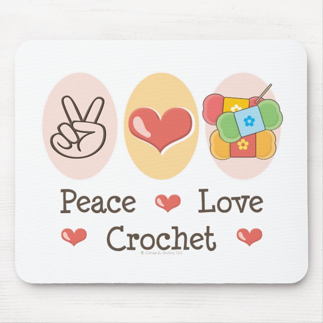 Tapis de souris de crochet d'amour de paix (Devant)