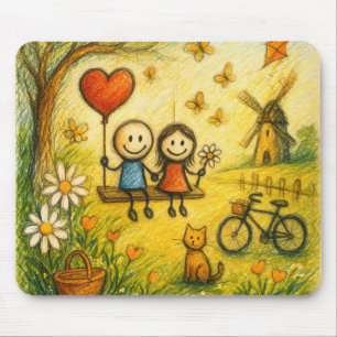 Tapis de souris de jardin à balançoire d'amour fan