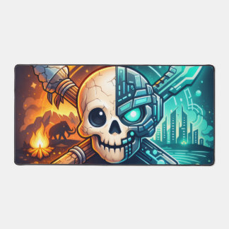 Tapis de souris de jeu Cyberpunk Fire & Ice Skull