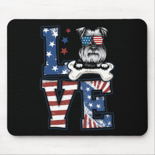 Tapis De Souris De Juillet Décor Patriotique Amour Schnauzer Chien