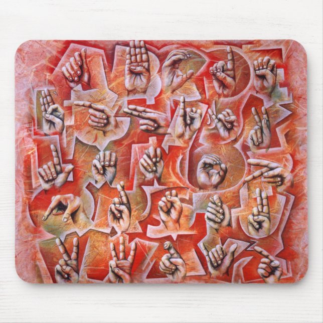 Tapis de souris de l'alphabet 2 de langue des (Devant)