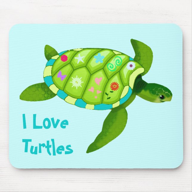 Tapis de souris de tortue verte (Devant)
