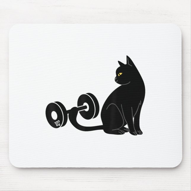 Tapis De Souris Deadlifting Cat Workout Gym Fitness Exercise Weigh (Devant)