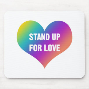 Tapis De Souris Debout pour l'amour (Coeur arc-en-ciel)