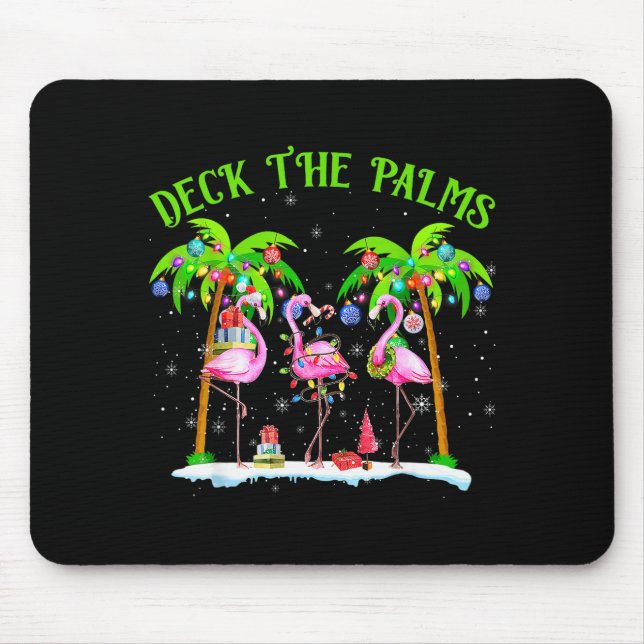 Tapis De Souris Deck The Palms Flamingo Trocal Christmas Lights Pa (Devant)