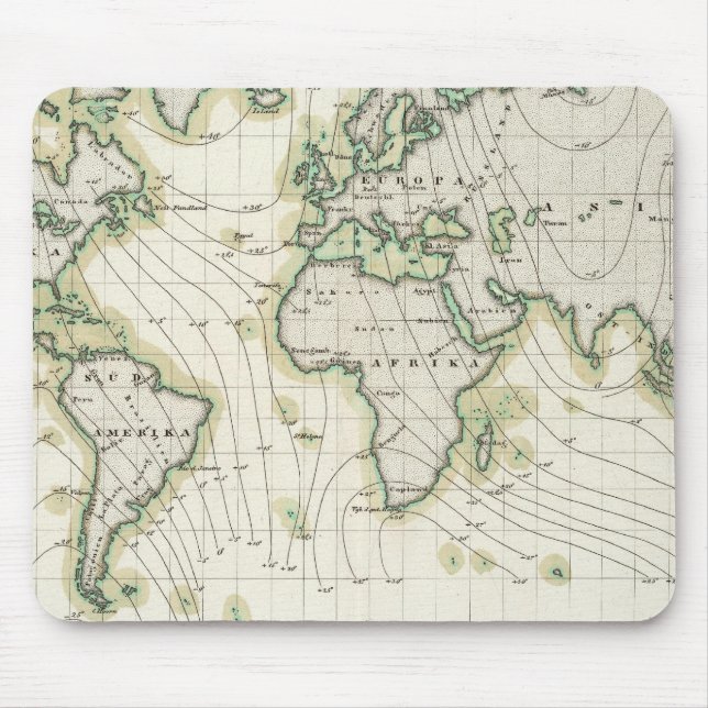 Tapis De Souris Déclinaison magnétique du monde (Devant)