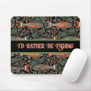 Tapis De Souris Décor de bureau rustique Je préférerais pêcher