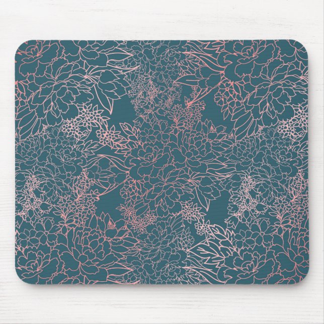Tapis De Souris Décor de corail floral de luxe traits doodles desi (Devant)
