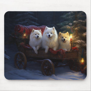 Tapis De Souris Décor de Noël Eskimo Snowy Sleigh