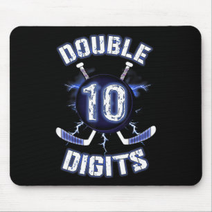 Tapis De Souris Décorations d'anniversaire à double chiffre Hockey