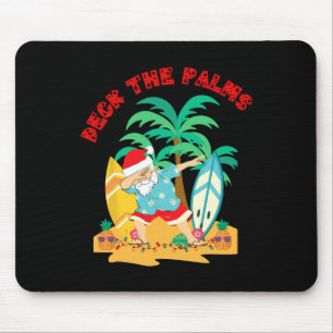 Tapis De Souris Décorer les palmiers Santa en dabbing - Noël Plage