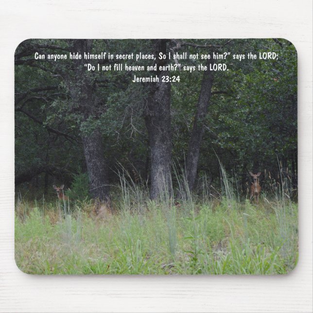 Tapis De Souris Deer Hiding in Forest Faith Bible Verse Jeremiah (Devant)