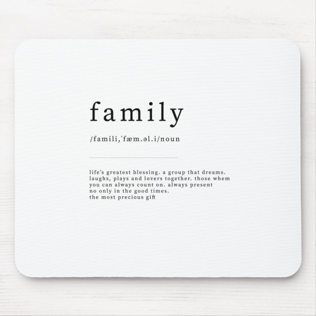 Tapis De Souris définition de famille Dictionnaire Art Imprimer Ci (Devant)
