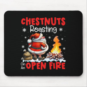 Tapis De Souris Dégustation De Châtaignes Au Feu Ouvert Drôle Rude