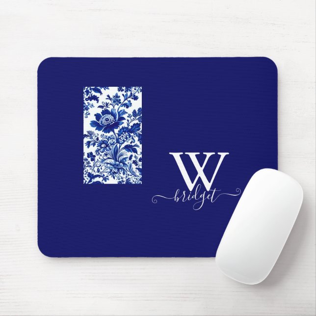 Tapis De Souris delft bleu Vintage Floral moderne (Avec souris)